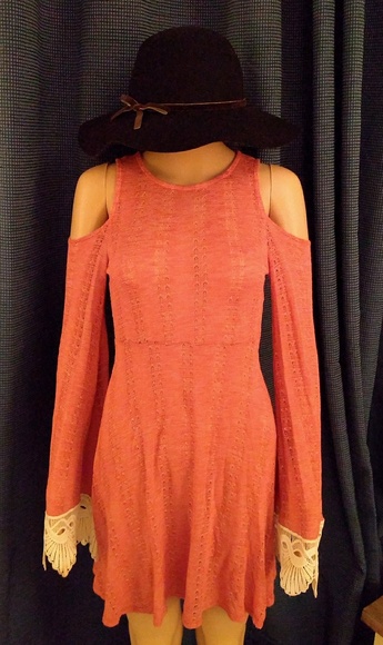 💣5/$35 LACE CROCHET BELL SLEEVE☆BOHO KNIT DRESS - Picture 3 of 8